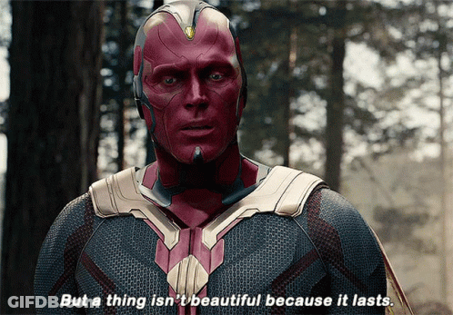 Superhero Saying Thing Isn't Beautiful Because It Lasts GIF