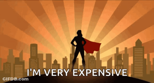 Superhero Silhouette Saying I'm Very Expensive GIF