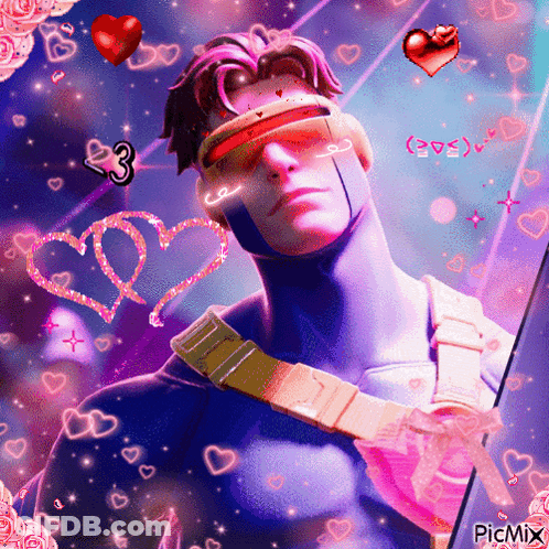 Superhero Surrounded By Hearts Picmix GIF