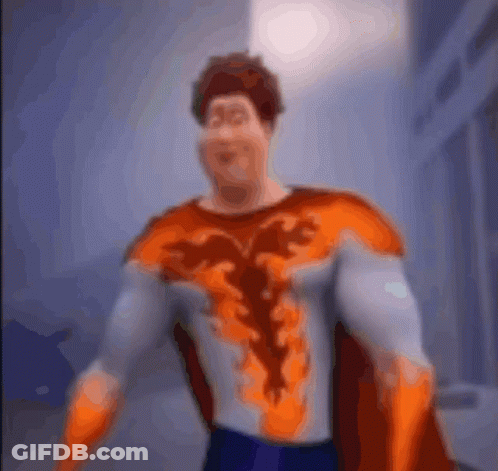 Superhero With Orange Cape GIF