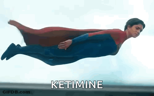 Superhero Woman Flying With Ketamine GIF