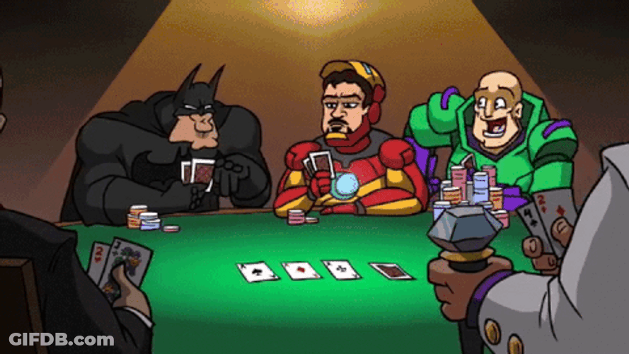 Superheroes Batman Ironman Playing Poker Animation GIF