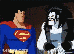 Superman And Bearded Man Standing GIF