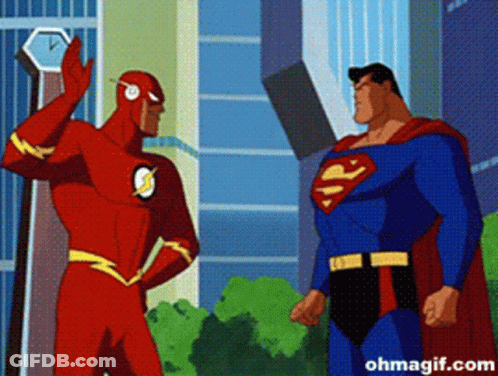 Superman And Flash Standing Together GIF
