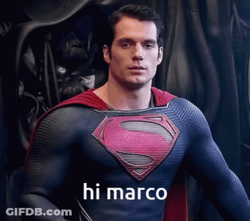 Superman Costume Saying Hi Marco GIF