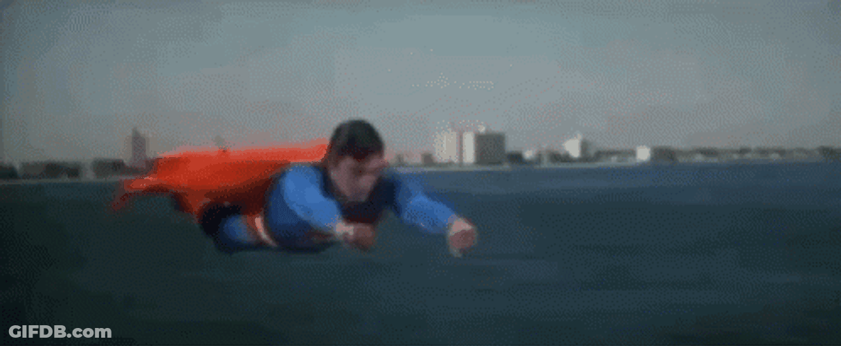 Superman Flying Above Sea GIF