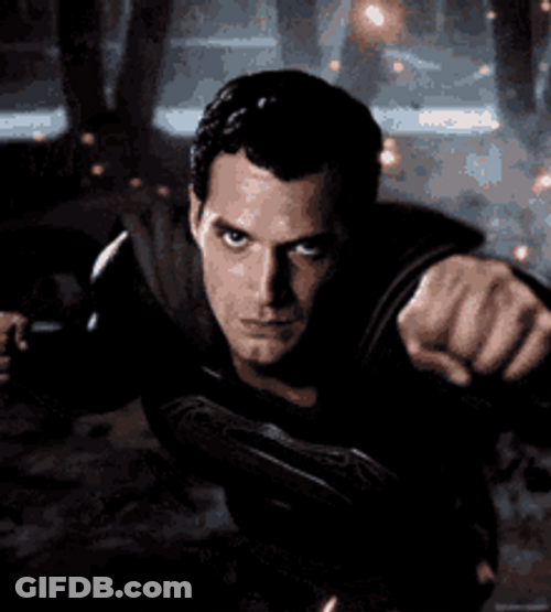 Superman Flying In Black Costume GIF