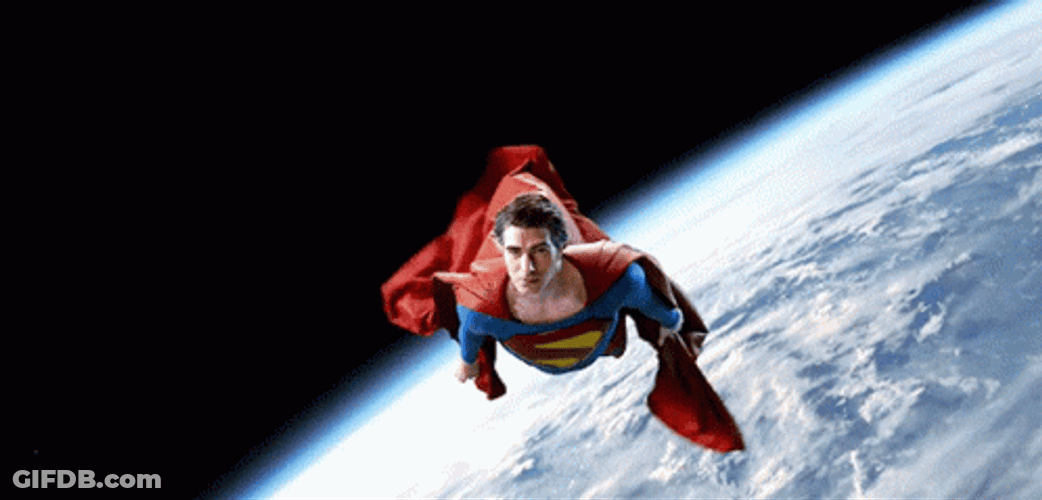 Superman Flying In Space GIF