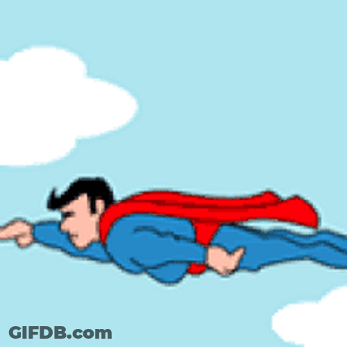 Superman Flying One Arm Extended GIF