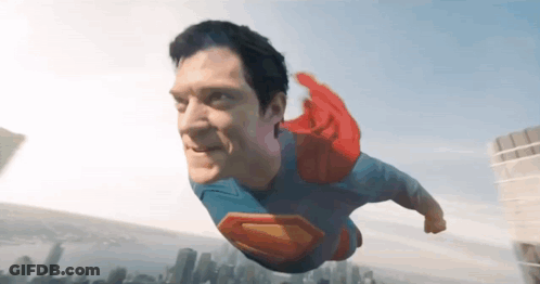 Superman Flying Over City GIF