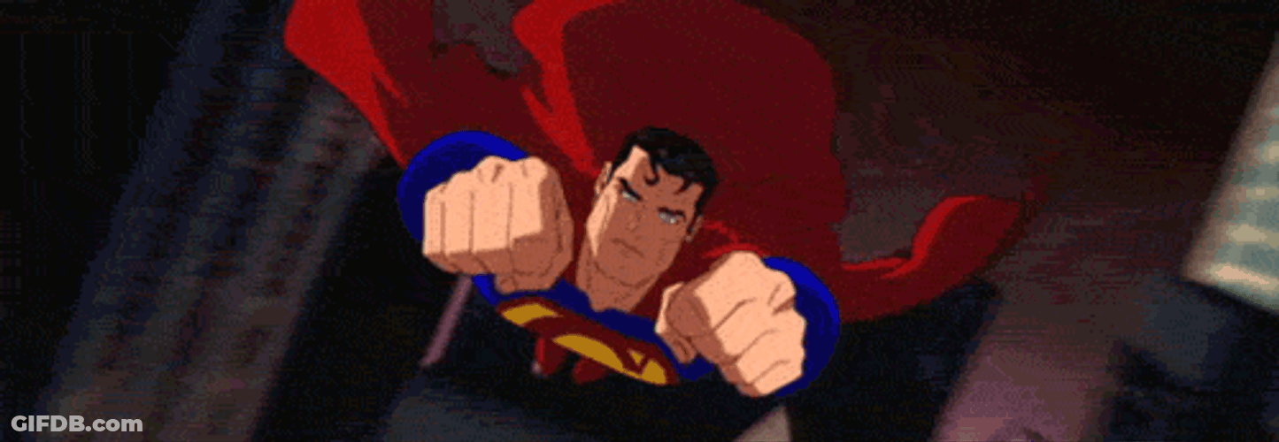 Superman Flying Through Buildings GIF