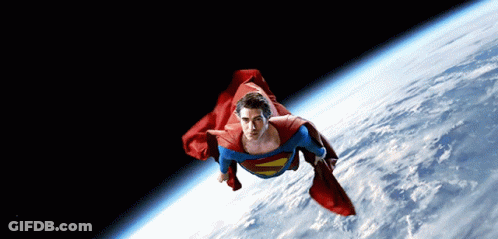 Superman Flying Through Space GIF