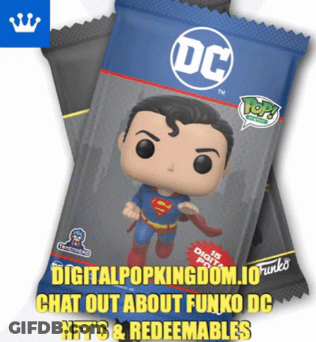 Superman Funko Pop DigitalPopKingdom.io Chat About Funko DC NFTs GIF