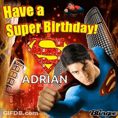 Superman Greeting Card With Name Adrian GIF