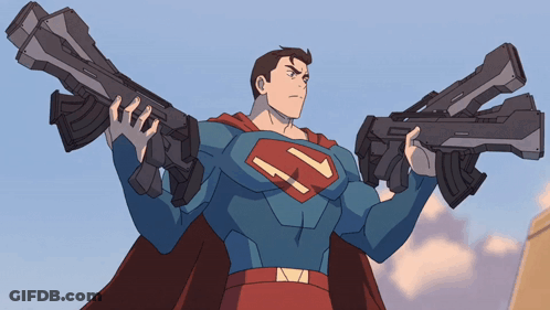 Superman Holding Two Guns GIF