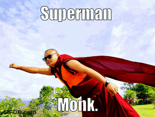 Superman Monk Flying GIF