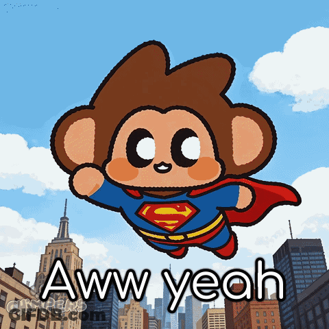 Superman Monkey Flying Over City Aww Yeah GIF