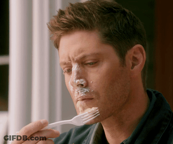 Supernatural Dean Winchester Licking Icing GIF