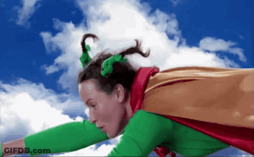 Superwoman Flying With Crazy Hair GIF