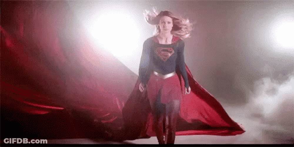 Superwoman With Long Red Cape GIF
