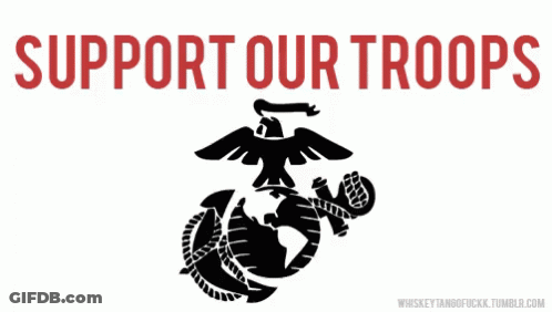 Support Our Troops Sign With Army Star GIF