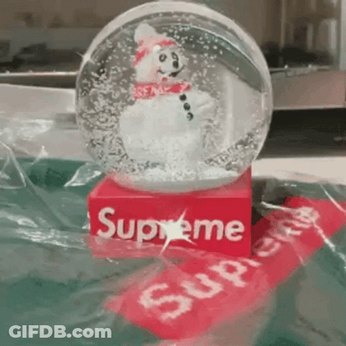 Supreme Snowman Snow Globe GIF