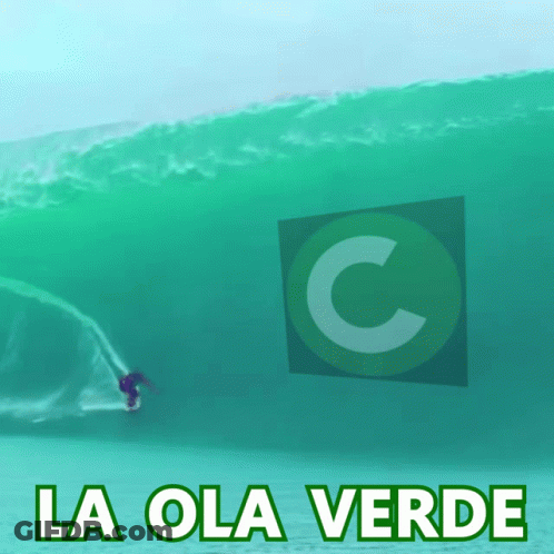 Surfer Riding Wave La Ola Verde GIF
