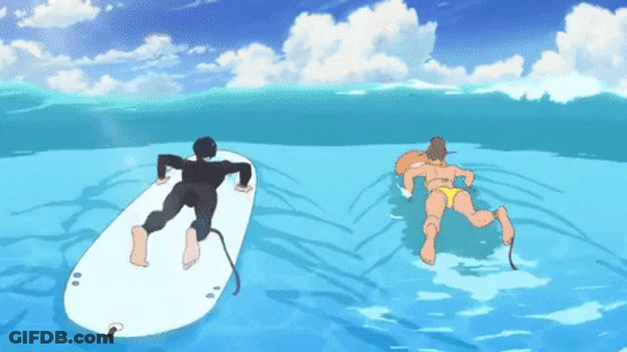Surfing Along Japanese Wave GIF