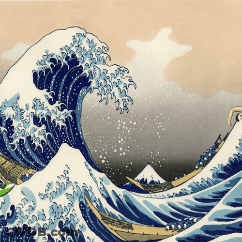 Surfing Over Japanese Wave GIF