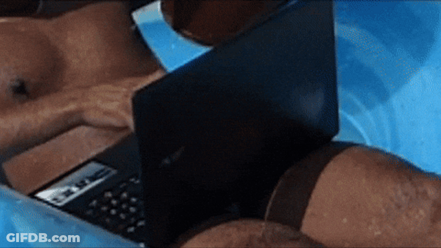 Surfing The Net In Palm Tree Floater GIF