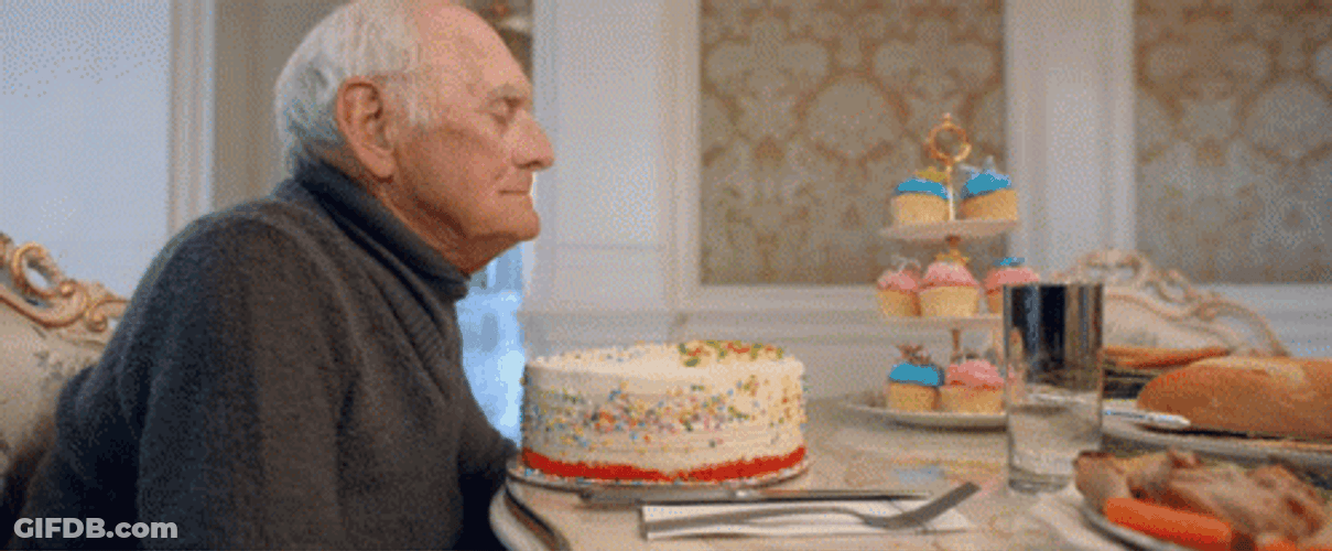 Surprise Cake Smash For Happy 65Th Birthday GIF