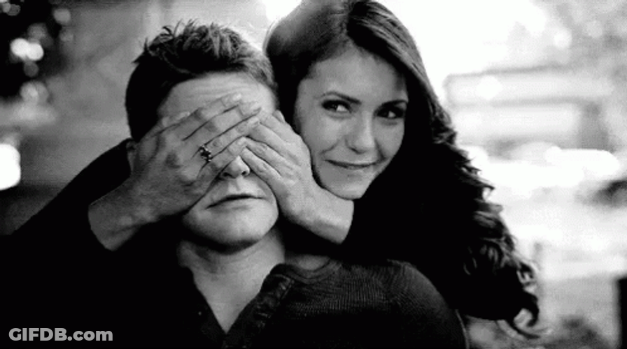 Surprise Cheek Kiss Vampire Diaries Nina Dobrev GIF
