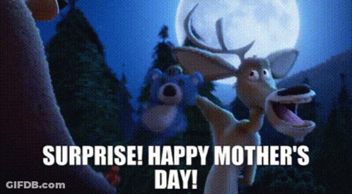 Surprise Happy Mother's Day Card With Deer And Bears GIF