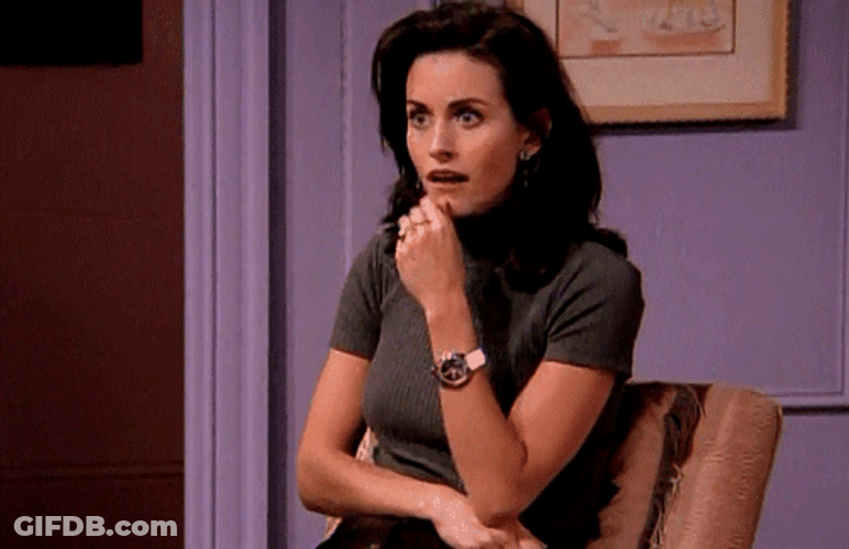 Surprise Shocked Monica Geller Mouth Cover GIF