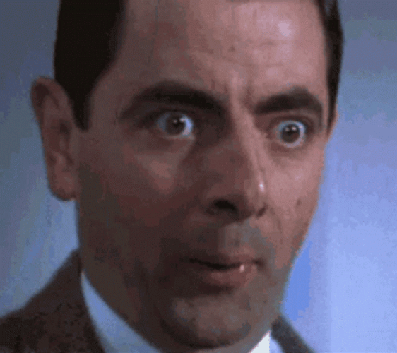 Surprise Shocked Mr. Bean Wide Eyes GIF