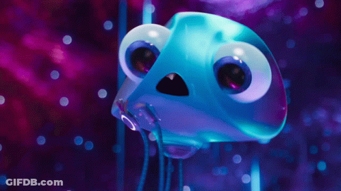 Surprised Blue Cartoon Character GIF