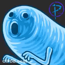 Surprised Blue Ghost GIF