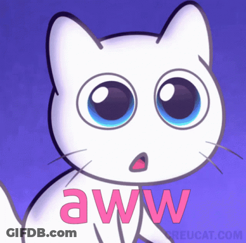Surprised Cartoon Cat Pink Aww GIF
