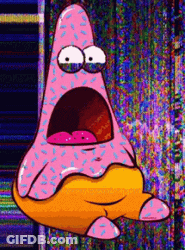 Surprised Cartoon Character Covered In Sprinkles GIF
