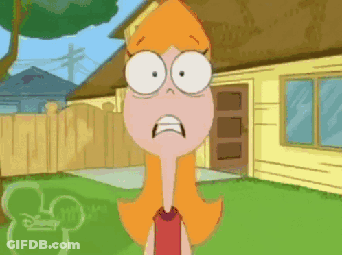 Surprised Cartoon Character In Front Of Yellow House GIF