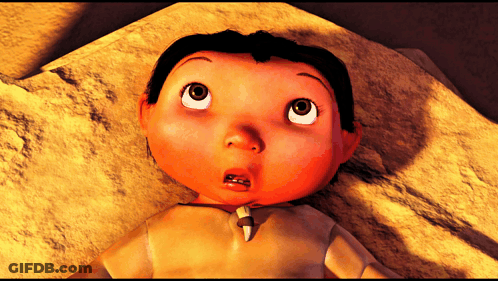 Surprised Cartoon Character Lying On Rock GIF