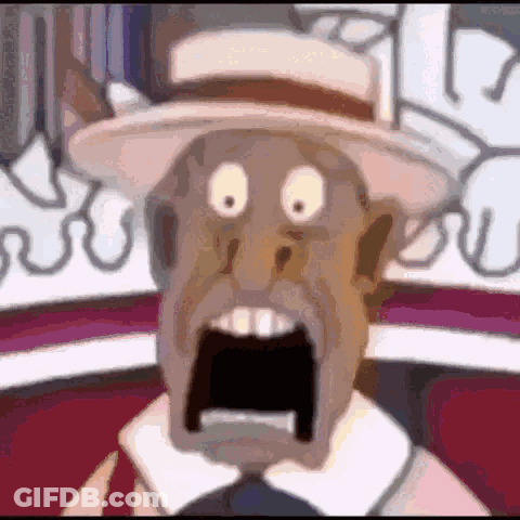 Surprised Cartoon Character Wearing Hat GIF