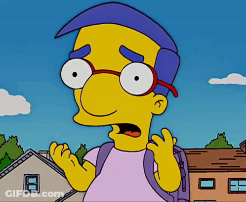 Surprised Cartoon Character With Glasses And Backpack GIF