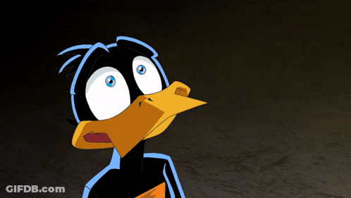 Surprised Cartoon Duck With Heart Eyes GIF