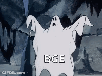 Surprised Cartoon Ghost In Front Of Cave GIF