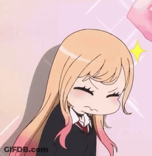 Surprised Cartoon Girl Blonde Hair Pink Highlights GIF