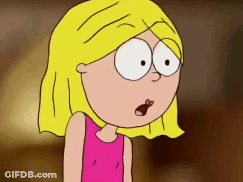 Surprised Cartoon Girl In Pink Tank Top GIF