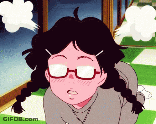 Surprised Cartoon Girl With Pigtails And Glasses GIF