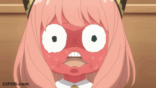 Surprised Cartoon Girl With Pink Hair And White Eyes GIF