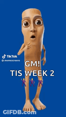 Surprised Cartoon Saying GM Tis Week 2 GIF